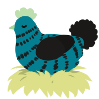 A sea and sable chicken with a bar pattern