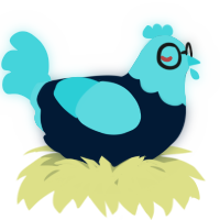 A tumblr and aqua chicken with a head pattern