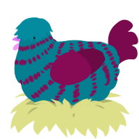 A sea and wine chicken with a bar pattern