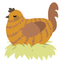 A orange and brown chicken with a bar pattern