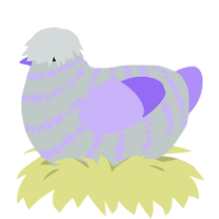Lavander, a silver and lilac chicken with a bar pattern
