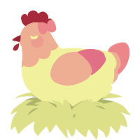 A white and pink chicken with a head pattern