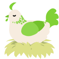 A cream and grass chicken with a neck-speckle pattern