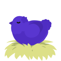 A indigo chicken with a head pattern