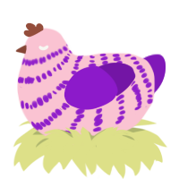 A rose and violet chicken with a bar pattern