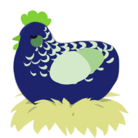 A navy and gluppy chicken with a half-lace pattern