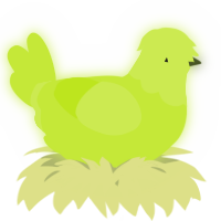 A lime chicken with a head pattern