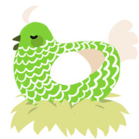A grass and cream chicken with a lace pattern