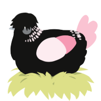 A black and rose chicken with a neck-band pattern