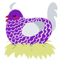 A violet and mist chicken with a lace pattern