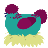 A turquoise and wine chicken with a neck-speckle pattern