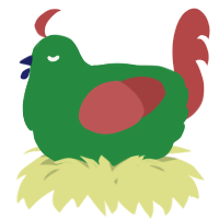 A viridian and red chicken