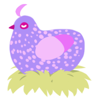 A lilac and lavender chicken with a speckle pattern
