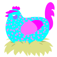 FLAnimal, a mint and lavender chicken with a speckle pattern