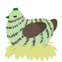 A gluppy and bark chicken with a bar pattern