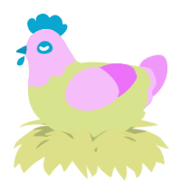 A lemon and lavender chicken with a head pattern