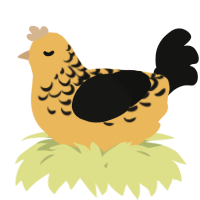 A honey and black chicken with a half-lace pattern