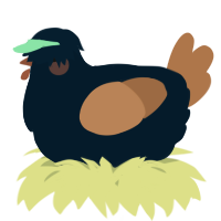 A tumblr and brown chicken