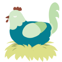 A sea and gluppy chicken with a head pattern
