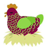 A maroon and grass chicken with a lace pattern