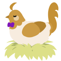 A cream and gold chicken with a head pattern