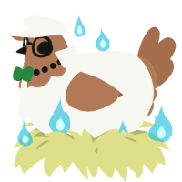 A white and brown chicken with a head pattern