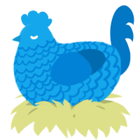 A sky and sapphire chicken with a lace pattern