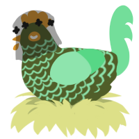 A olive and spring chicken with a lace pattern