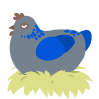 A ash and ultramarine chicken with a neck-speckle pattern