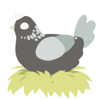 A grey and silver chicken with a neck-speckle pattern
