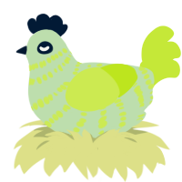Lemon Lime, a gluppy and lime chicken with a bar pattern