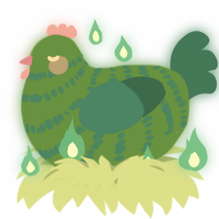 A viridian and sapphire chicken with a bar pattern
