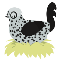 North, a silver and sable chicken with a speckle pattern