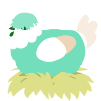A mint and cream chicken with a head pattern