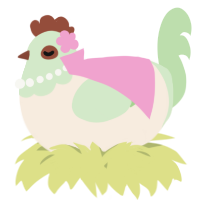 A cream and gluppy chicken with a head pattern