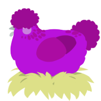 A amethyst and plum chicken with a neck-speckle pattern
