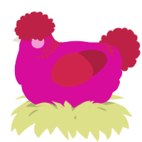 A fuchsia and crimson chicken with a neck-band pattern
