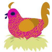 brinner, a fuchsia and ochre chicken with a double-lace pattern