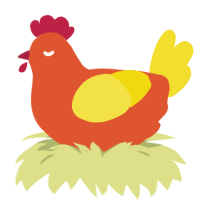 A vermilion and yellow chicken