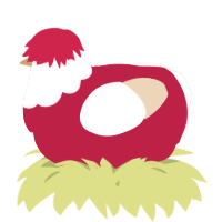A crimson and cream chicken with a head pattern