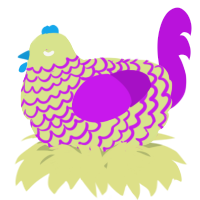 A lemon and amethyst chicken with a lace pattern
