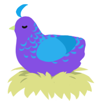 A blurple and sky chicken with a half-lace pattern