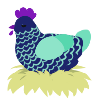 The Sculk, a navy and mint chicken with a lace pattern