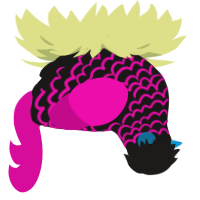 A sable and fuchsia chicken with a lace pattern