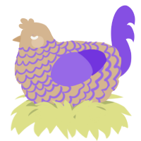 A beige and blurple chicken with a lace pattern