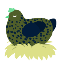 A olive and tumblr chicken with a speckle pattern