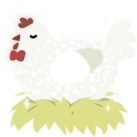 A white chicken with a speckle pattern
