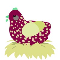 Date, a maroon and lemon chicken with a speckle pattern