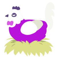 entity, a amethyst and white chicken with a head pattern