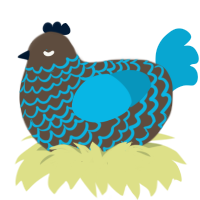 A bark and cerulean chicken with a lace pattern